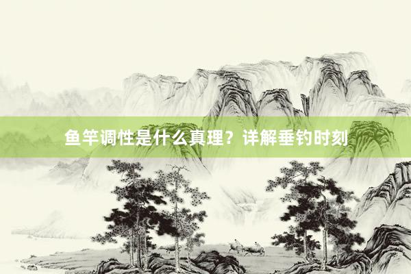 鱼竿调性是什么真理？详解垂钓时刻